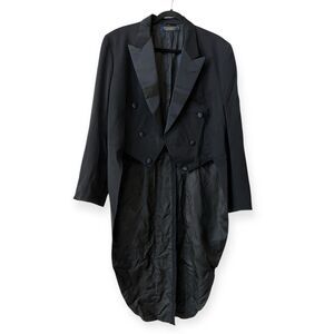 Vintage Brooks Brothers Wool Tailcoat Men's 44" Chest Black Tuxedo Coat USA Made